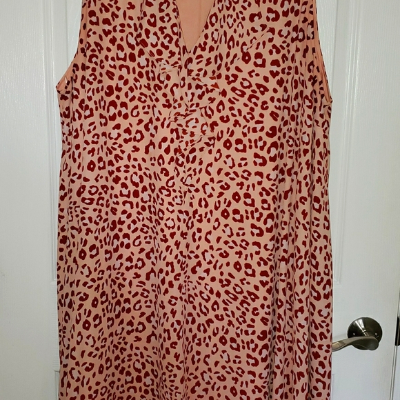 Peach Leopard Print Ruffle Front Dress - Picture 1 of 5